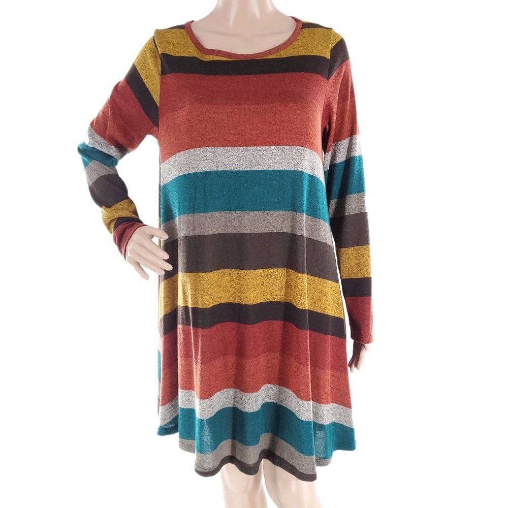 Filly Flair Women Dress Long Sleeves Striped Knee Length Multicolor Size M - NWT
